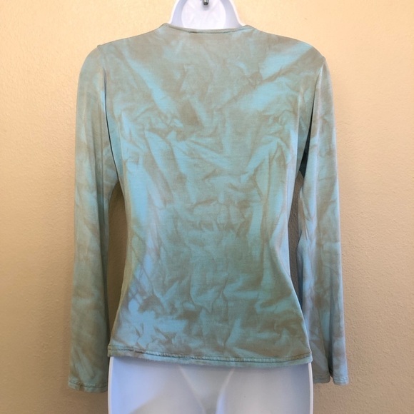 Mezon Woman’s Embroidered Rhinestone Tied Dyed Embellish V-Neck Top Size S - Picture 4 of 9